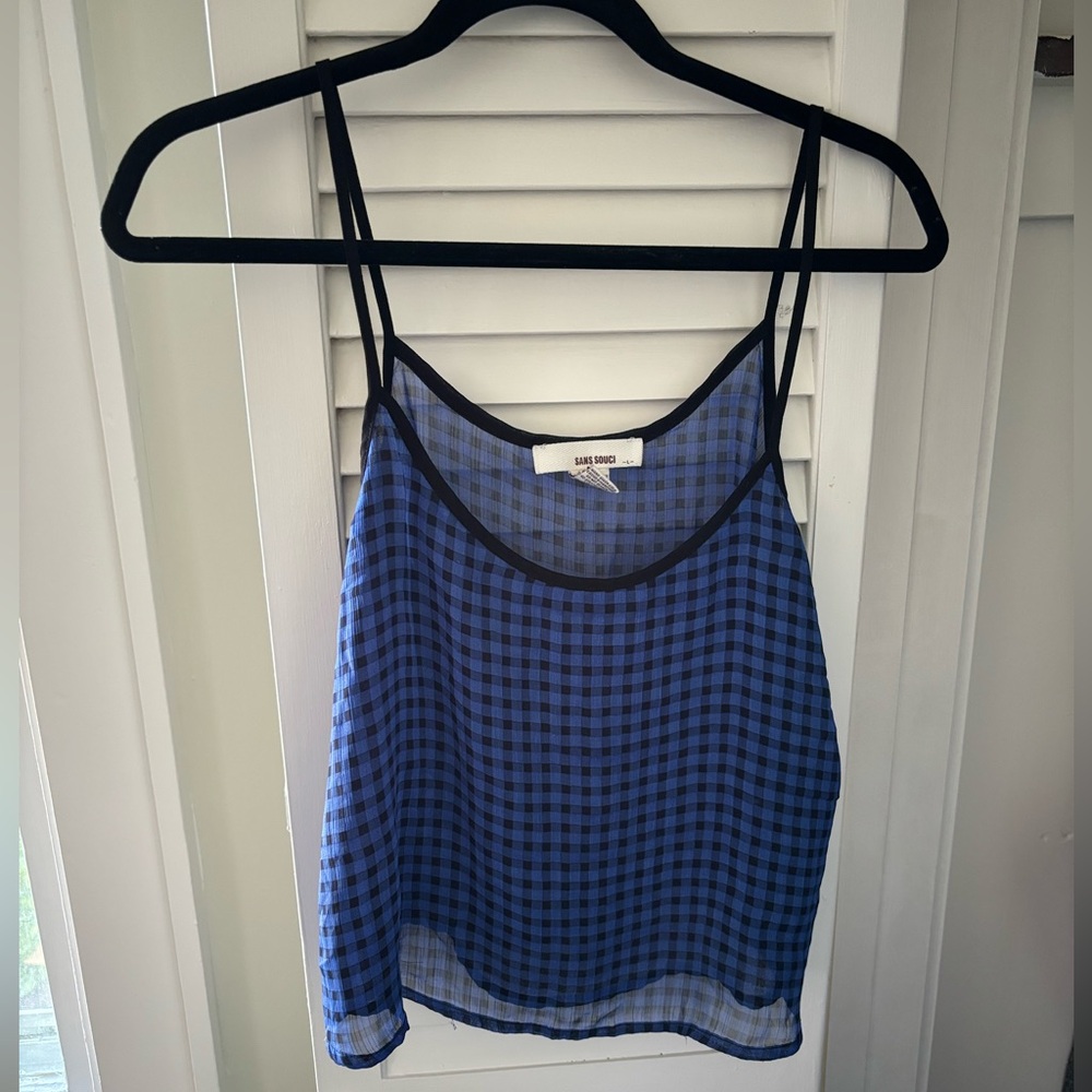 Black and blue gingham tank